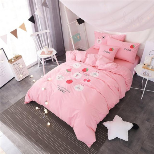 Rabbit strawberry cherry print Duvet bedding Set