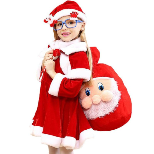 Boys Girls Santa Claus Red Dress With Cloak Cosplay sets