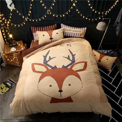 Cartoon deer duvet cover bedding set