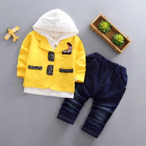 boys cotton hoodies+t shirt+pants sets