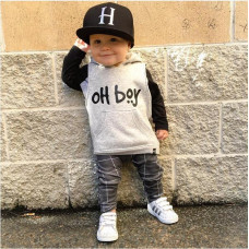 Boys Girl "OH BOY" Casual Long Sleeve Sweater + Pants sets