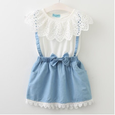 girls  sleeveless summer belt lace dress