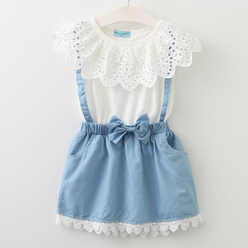 girls  sleeveless summer belt lace dress