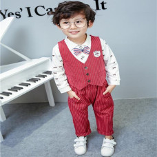 boys shirt + striped vest + pants sets