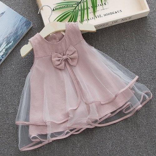 summer girls bow sleeveless party dress