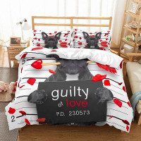 3D Printed Black Pug Dog Arrow  duvet cover bedding set