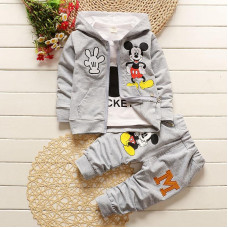 Boys Girls Clothing Cartoon Mouse Hooded Coat+Shirt+Pants sets