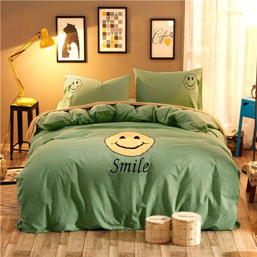 Smiley face embroidery duvet Bedding Sets