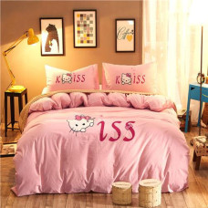 Cute kitty embroidery duvet Bedding Sets