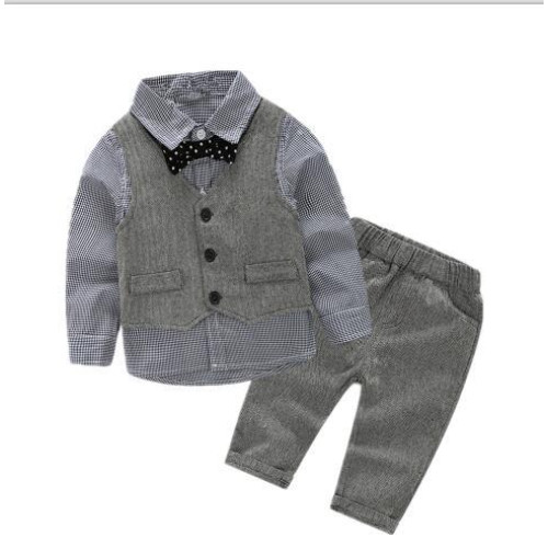 boys shirt+vest+pant+bow party sets