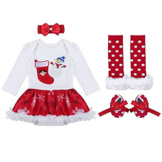 Girls Christmas Outfit Romper sets with Headband Shoes