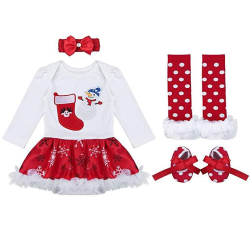 Girls Christmas Outfit Romper sets with Headband Shoes