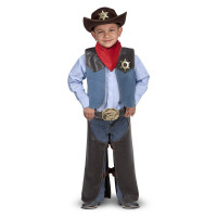 Personalized and Cowboy Role Play Costume Set (5 pcs) - Includes Faux Leather Chaps