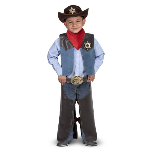 Personalized and Cowboy Role Play Costume Set (5 pcs) - Includes Faux Leather Chaps