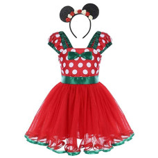 Girl Polka Dots Tutu Dress Christmas Costume with Headband