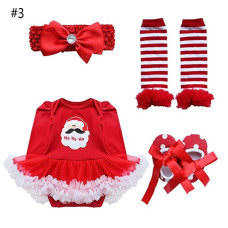 Girls Christmas Outfit Romper sets with Headband Shoes