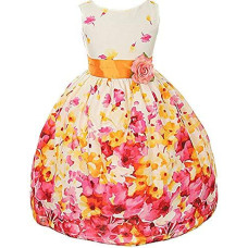 Little Girls Flower Sash party Dress