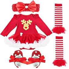 Girls Christmas Outfit Romper sets with Headband Shoes