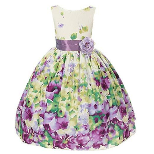 Little Girls Flower Sash party Dress