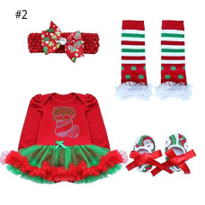 Girls Christmas Outfit Romper sets with Headband Shoes