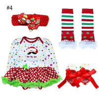 Girls Christmas Outfit Romper sets with Headband Shoes