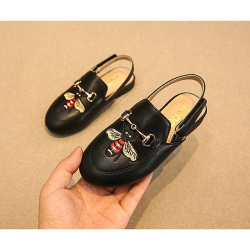 fashion buckle girls PU sandals flat shoes