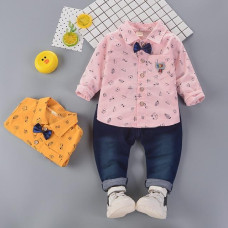 Boys bow Shirt +Jeans sets