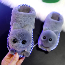 Cute Cartoon Boys Indoor Slippers Girls Warm Velvet Shoes