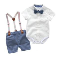 Boys Gentleman summer Tops+Shorts sets