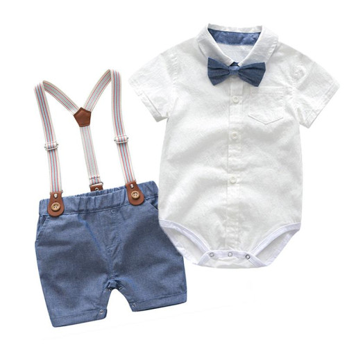 Boys Gentleman summer Tops+Shorts sets