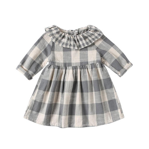 Girls Long Sleeve Plaid Dress