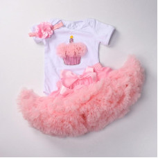 girls Birthday party tutu clothe with headband White Bodysuit