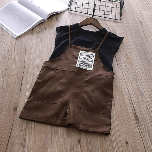 Summer Girls bib Pants + T shirt Sets