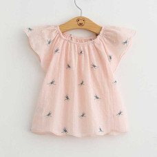 Girls Short Sleeve Dragonfly O-neck Tops