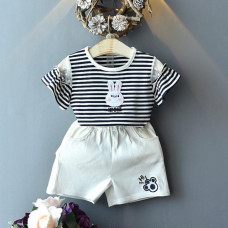 Girls Summer Striped T shirt + Shorts Set