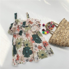 Girls Floral Sling Sleeveless Dress