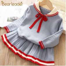 Girls Dress New Long Sleeve Knitted Pullover+Dress