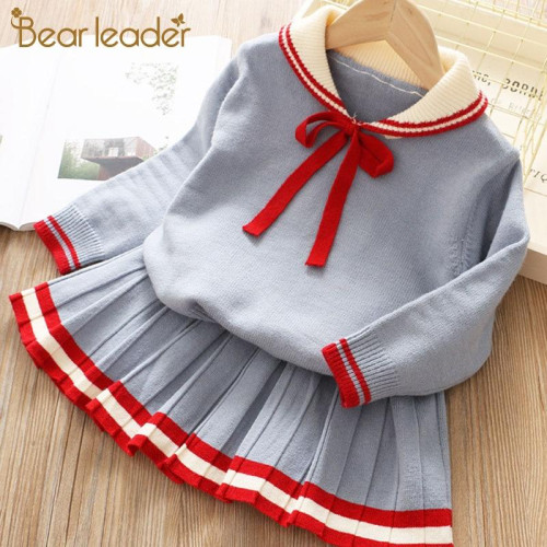 Girls Dress New Long Sleeve Knitted Pullover+Dress