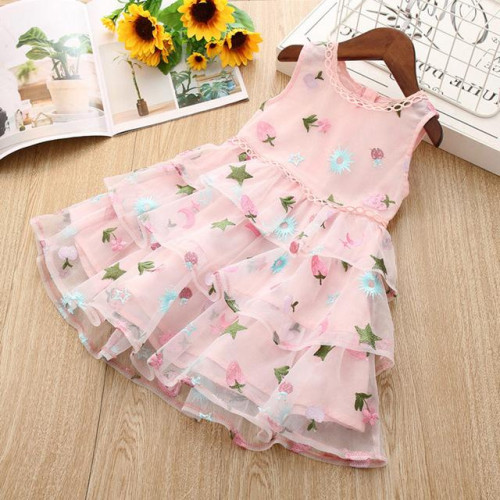 Girls Summer Sleeveless Flower Dress