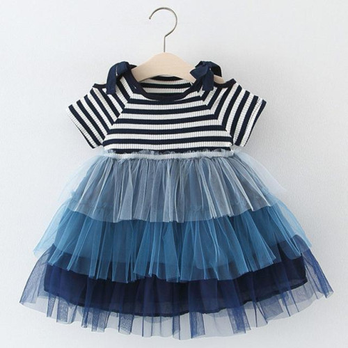 Girls Summer Striped short Sleeve Dress