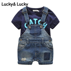 boys summer t shirt with demin overalls