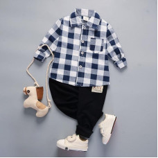 boys casual long sleeve shirt+pants sets