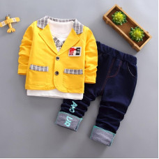 boys long sleeve coat+pants+t shirt party sets