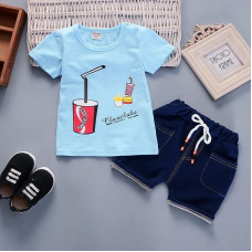 boys summer cotton t shirt+shorts sets