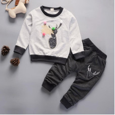 boys girls long sleeve t shirt tops + pants set