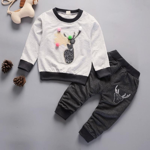 boys girls long sleeve t shirt tops + pants set