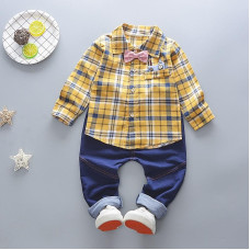 boys party bow long sleeve shirt+pants set