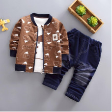 BibiCola boys autumn children casual coats+t-shirt+pants sets