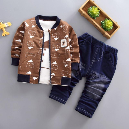 BibiCola boys autumn children casual coats+t-shirt+pants sets