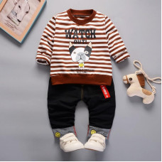 boys stripe tops tshirt+pants set